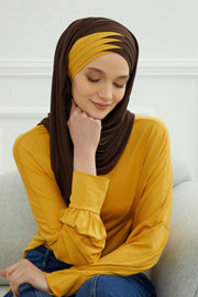 Two Colors Elegant Jersey Shawl for Women %95 Cotton Wrap Modesty Turban Cap Scarf,CPS-49 Sax Blue - Black