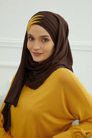 Two Colors Elegant Jersey Shawl for Women %95 Cotton Wrap Modesty Turban Cap Scarf,CPS-49 Sax Blue - Black