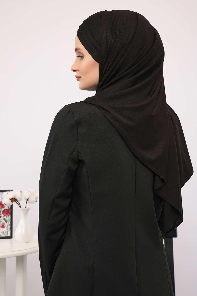 Two Colors Elegant Jersey Shawl for Women %95 Cotton Wrap Modesty Turban Cap Scarf,CPS-49 Black - Maroon