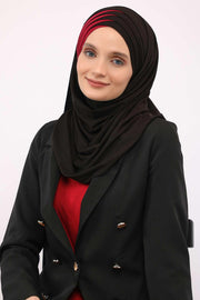 Two Colors Elegant Jersey Shawl for Women %95 Cotton Wrap Modesty Turban Cap Scarf,CPS-49 Black - Maroon