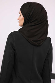 Two Colors Elegant Jersey Shawl for Women %95 Cotton Wrap Modesty Turban Cap Scarf,CPS-49 Black - Ivory