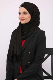 Two Colors Elegant Jersey Shawl for Women %95 Cotton Wrap Modesty Turban Cap Scarf,CPS-49 Black - Ivory