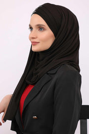 Two Colors Elegant Jersey Shawl for Women %95 Cotton Wrap Modesty Turban Cap Scarf,CPS-49 Black - Ivory