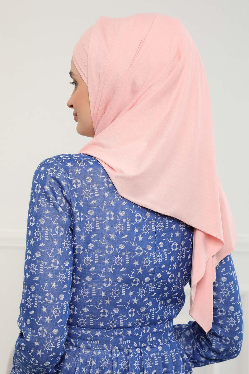 Two Colors Elegant Jersey Shawl for Women %95 Cotton Wrap Modesty Turban Cap Scarf,CPS-49 Powder - Mink