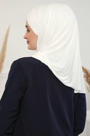 Two Colors Elegant Jersey Shawl for Women %95 Cotton Wrap Modesty Turban Cap Scarf,CPS-49 Ivory - Navy Blue