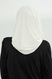 Two Colors Elegant Jersey Shawl for Women %95 Cotton Wrap Modesty Turban Cap Scarf,CPS-49 Ivory - Black