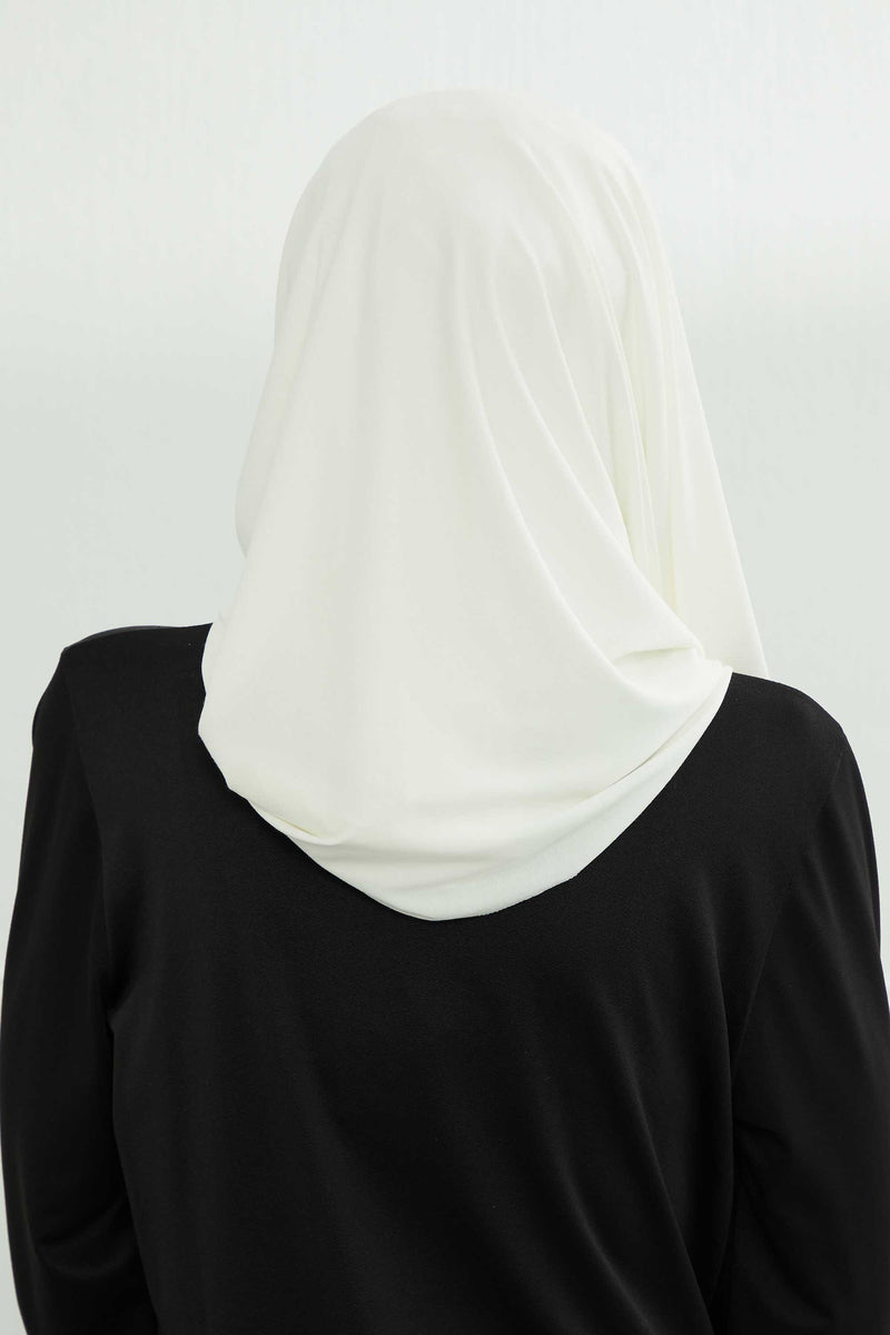 Two Colors Elegant Jersey Shawl for Women %95 Cotton Wrap Modesty Turban Cap Scarf,CPS-49 Ivory - Black