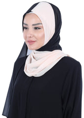 Two Colors Instant Chiffon Shawl,PS-102 Black - Beige