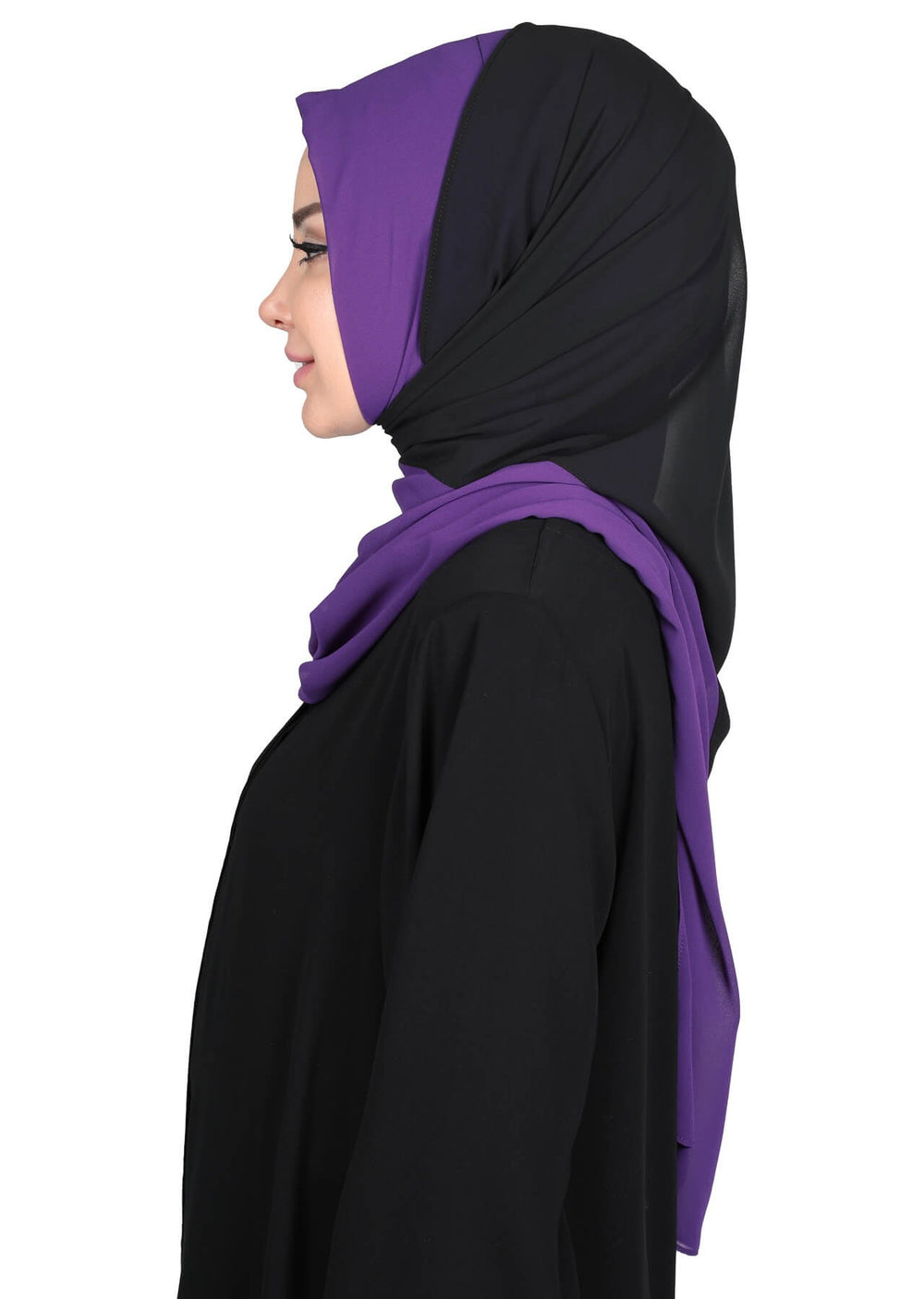 Two Colors Instant Chiffon Shawl,PS-102 Purple - Black