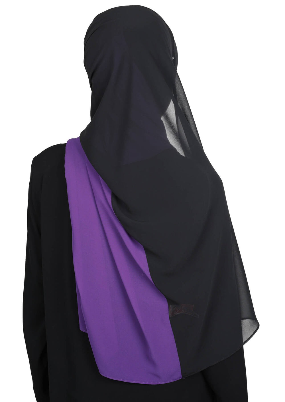 Two Colors Instant Chiffon Shawl,PS-102 Purple - Black