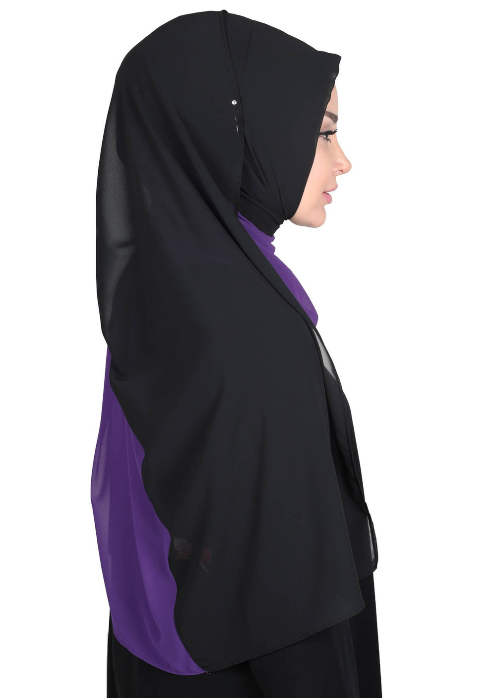Two Colors Instant Chiffon Shawl,PS-102 Purple - Black