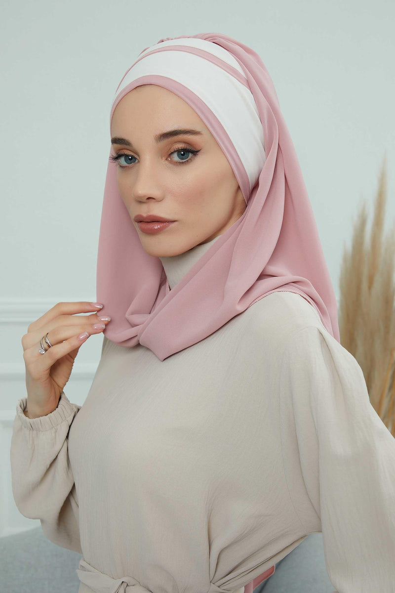 Two Colors Instant Shawl Scarf Chiffon Turban Head Wrap for Women,CPS-83