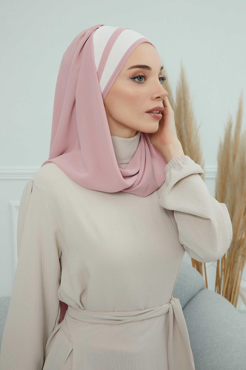 Two Colors Instant Shawl Scarf Chiffon Turban Head Wrap for Women,CPS-83