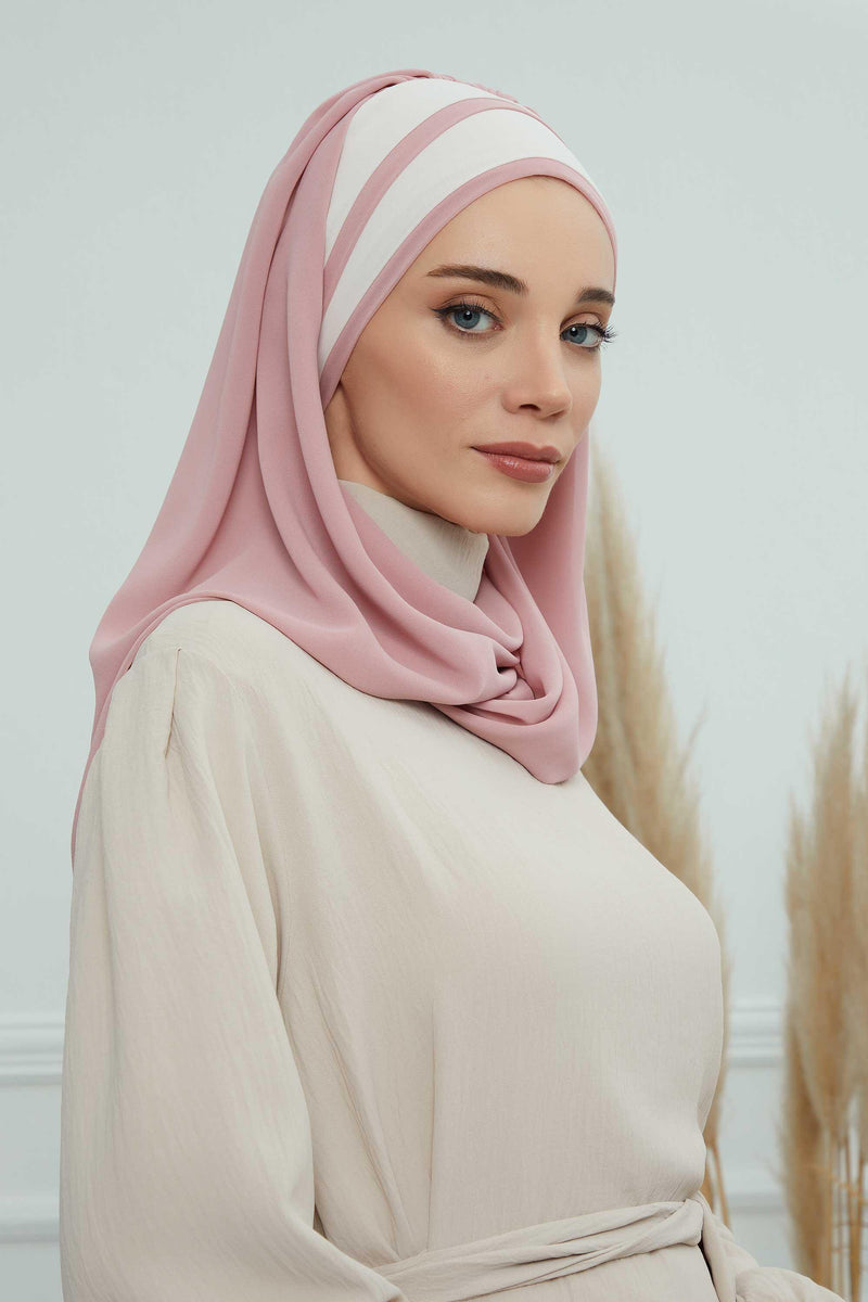 Two Colors Instant Shawl Scarf Chiffon Turban Head Wrap for Women,CPS-83