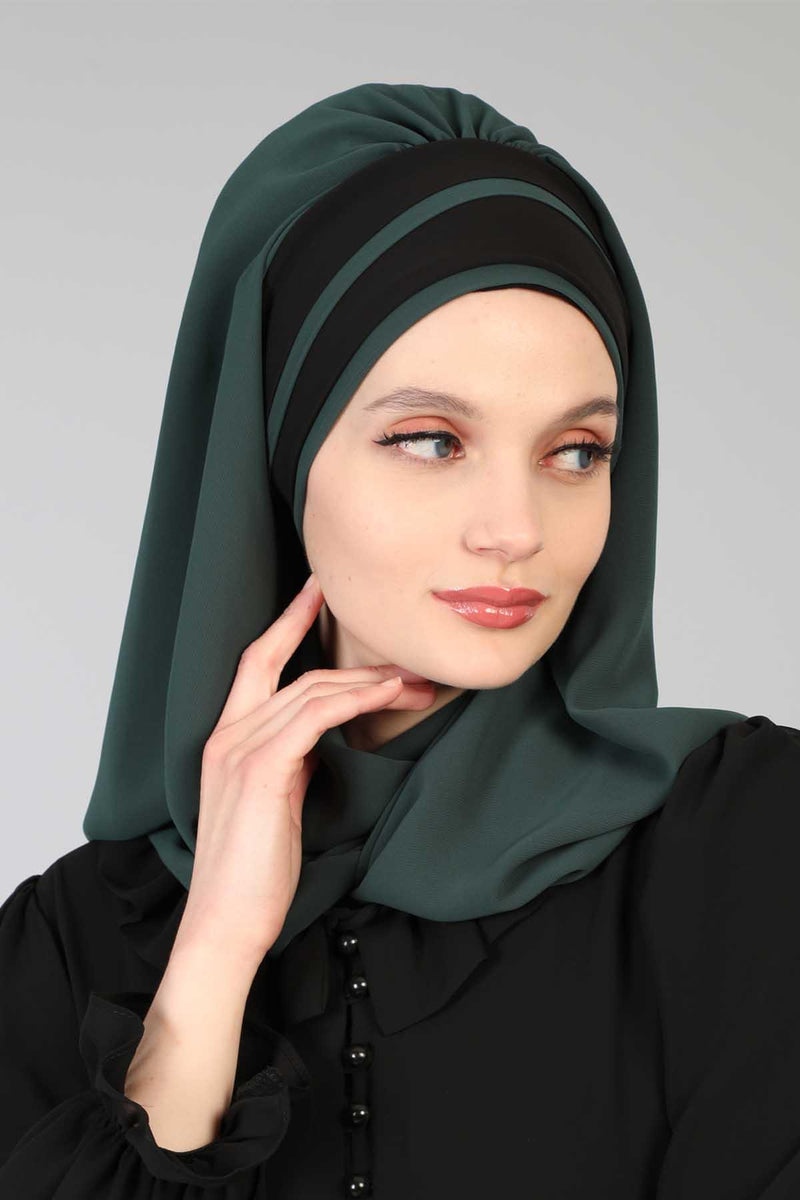 Two Colors Instant Shawl Scarf Chiffon Turban Head Wrap for Women,CPS-83