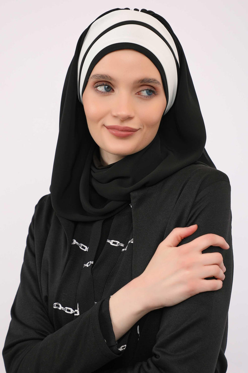 Two Colors Instant Shawl Scarf Chiffon Turban Head Wrap for Women,CPS-83