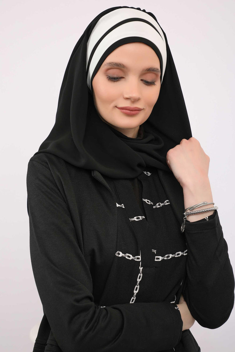 Two Colors Instant Shawl Scarf Chiffon Turban Head Wrap for Women,CPS-83