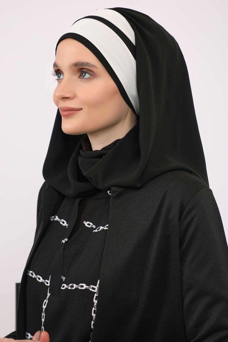 Two Colors Instant Shawl Scarf Chiffon Turban Head Wrap for Women,CPS-83