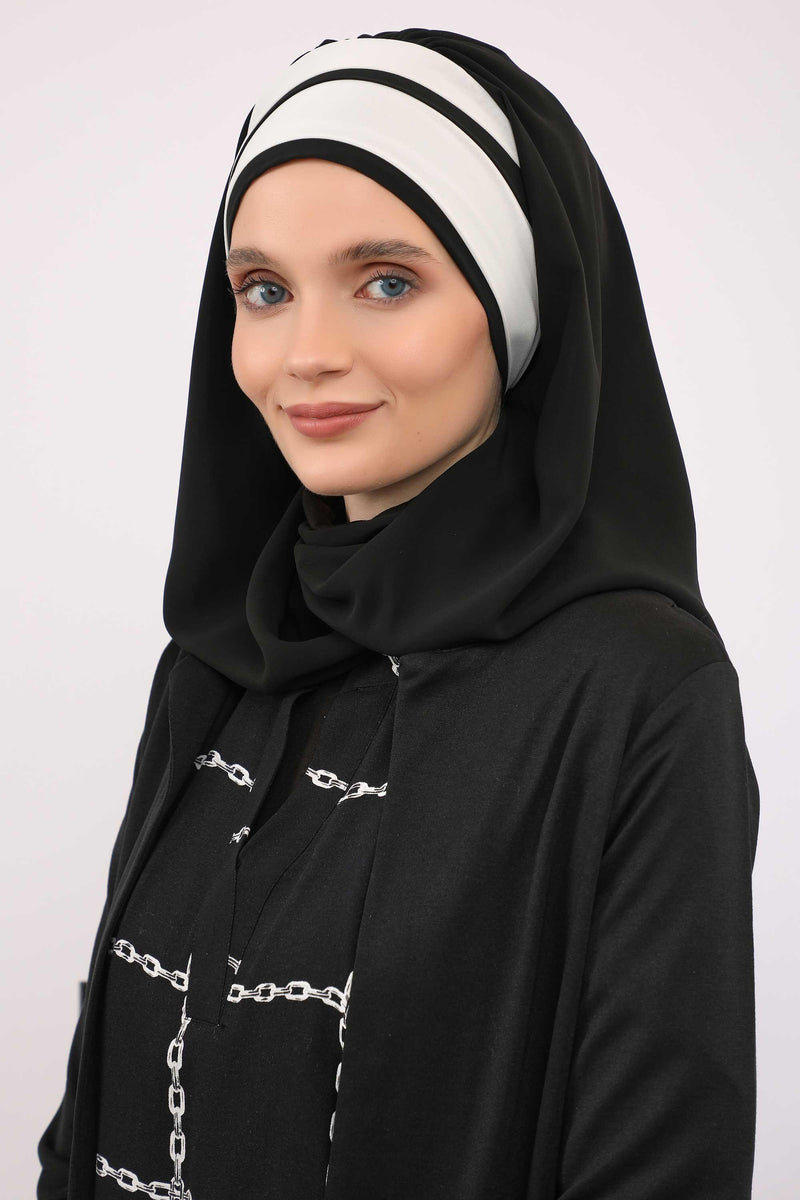 Two Colors Instant Shawl Scarf Chiffon Turban Head Wrap for Women,CPS-83