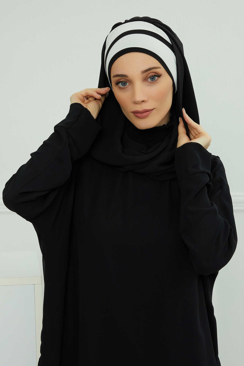 Two Colors Instant Shawl Scarf Chiffon Turban Head Wrap for Women,CPS-83