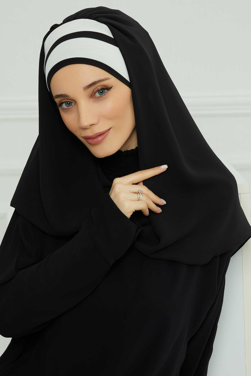 Two Colors Instant Shawl Scarf Chiffon Turban Head Wrap for Women,CPS-83