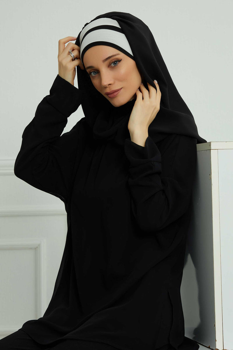 Two Colors Instant Shawl Scarf Chiffon Turban Head Wrap for Women,CPS-83