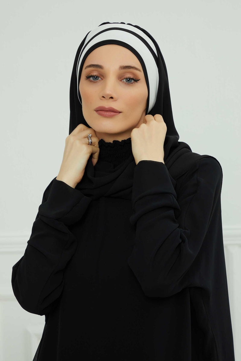 Two Colors Instant Shawl Scarf Chiffon Turban Head Wrap for Women,CPS-83