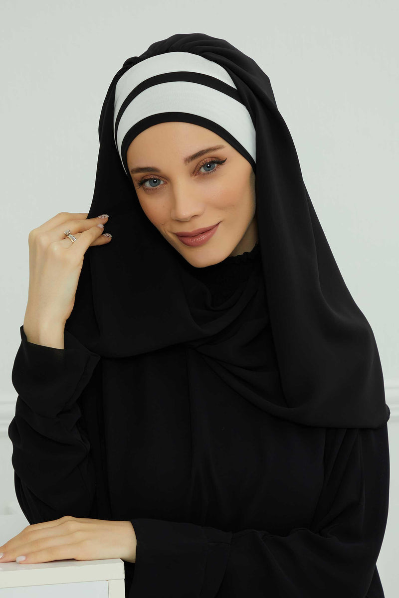 Two Colors Instant Shawl Scarf Chiffon Turban Head Wrap for Women,CPS-83