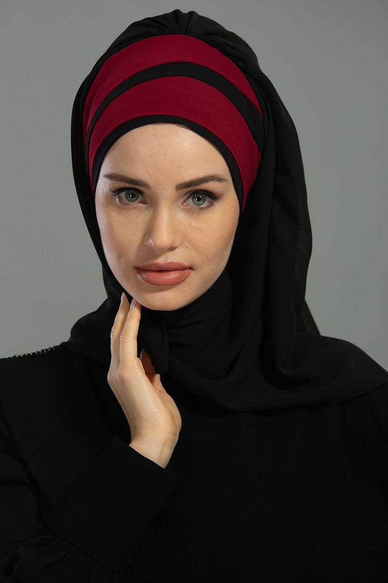 Two Colors Instant Shawl Scarf Chiffon Turban Head Wrap for Women,CPS-83