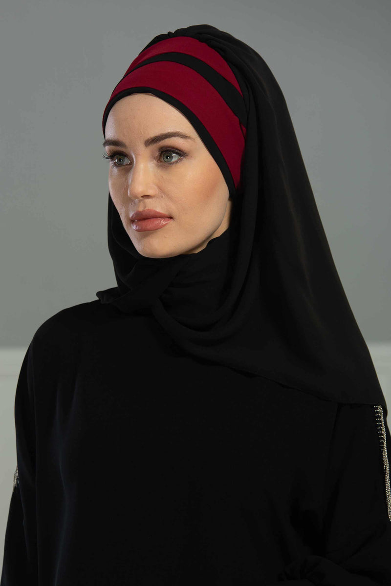 Two Colors Instant Shawl Scarf Chiffon Turban Head Wrap for Women,CPS-83