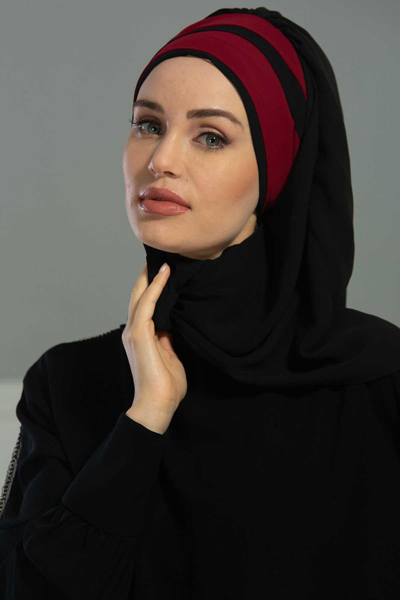 Two Colors Instant Shawl Scarf Chiffon Turban Head Wrap for Women,CPS-83
