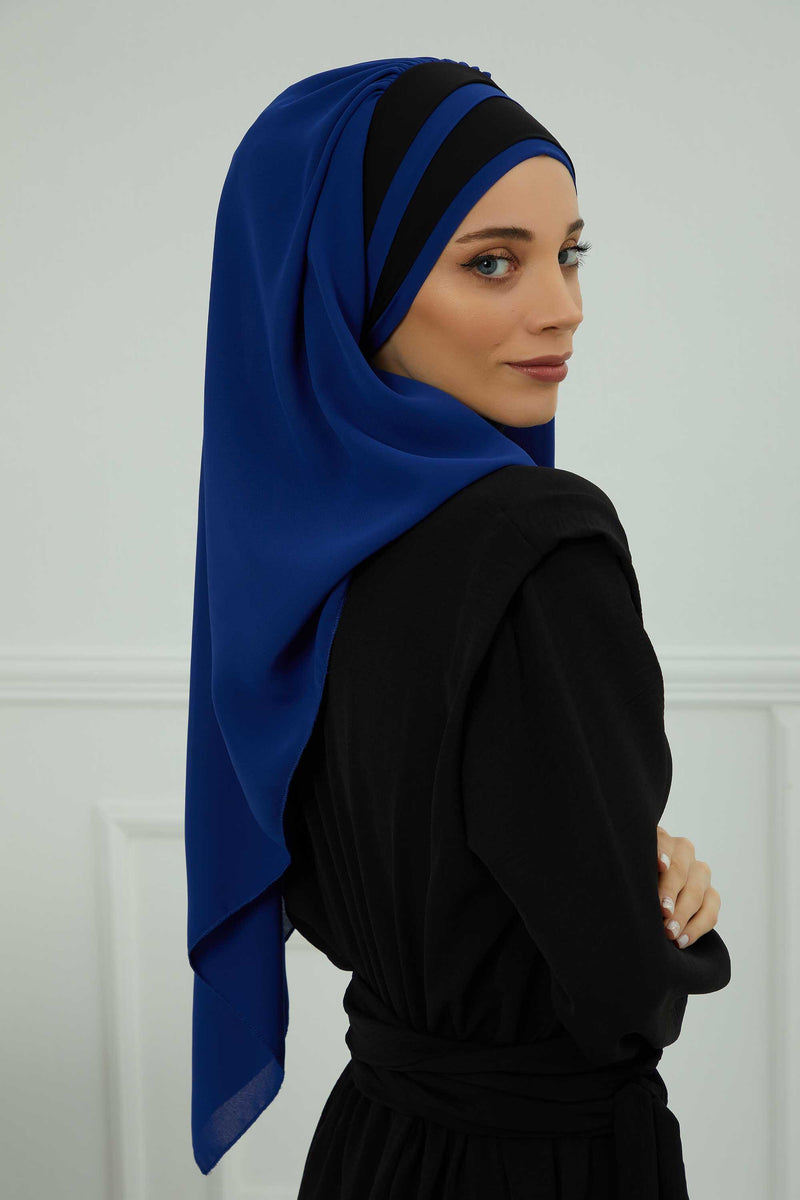 Two Colors Instant Shawl Scarf Chiffon Turban Head Wrap for Women,CPS-83