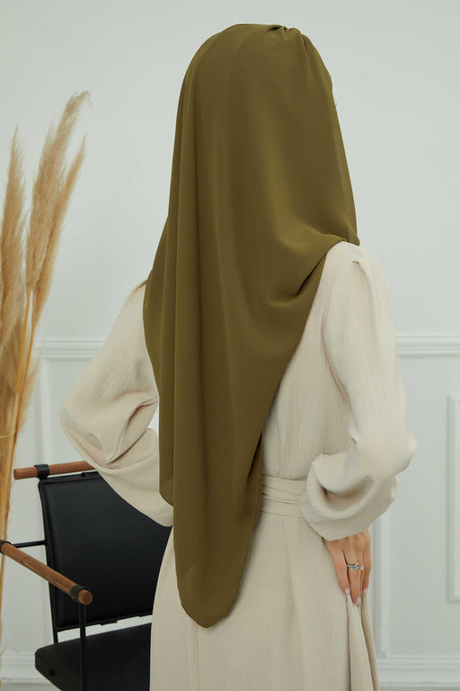 Two Colors Instant Shawl Scarf Chiffon Turban Head Wrap for Women,CPS-83 Army Green - Beige