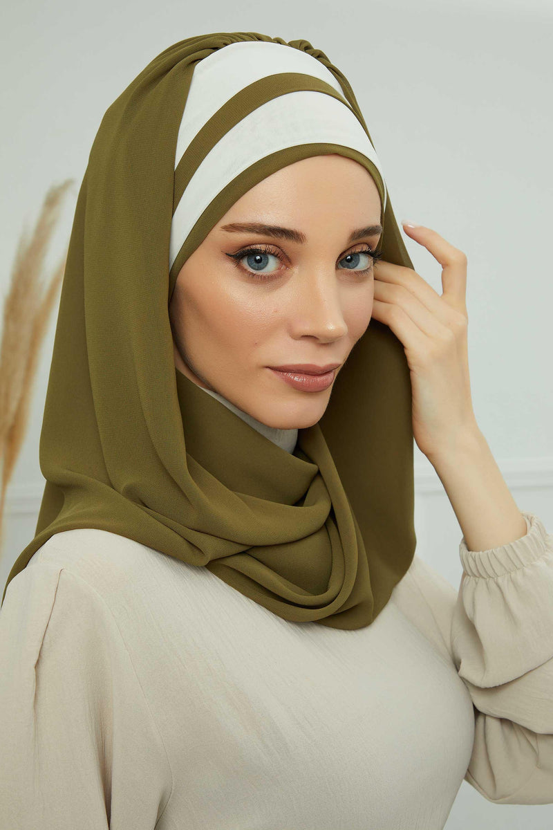 Two Colors Instant Shawl Scarf Chiffon Turban Head Wrap for Women,CPS-83