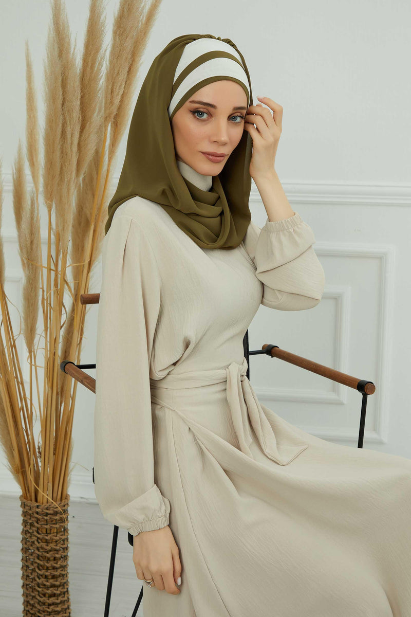 Two Colors Instant Shawl Scarf Chiffon Turban Head Wrap for Women,CPS-83