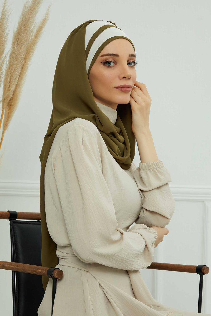 Two Colors Instant Shawl Scarf Chiffon Turban Head Wrap for Women,CPS-83