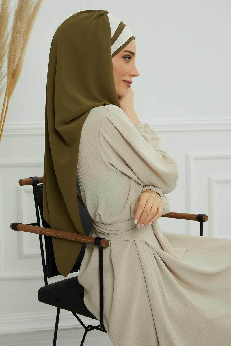 Two Colors Instant Shawl Scarf Chiffon Turban Head Wrap for Women,CPS-83