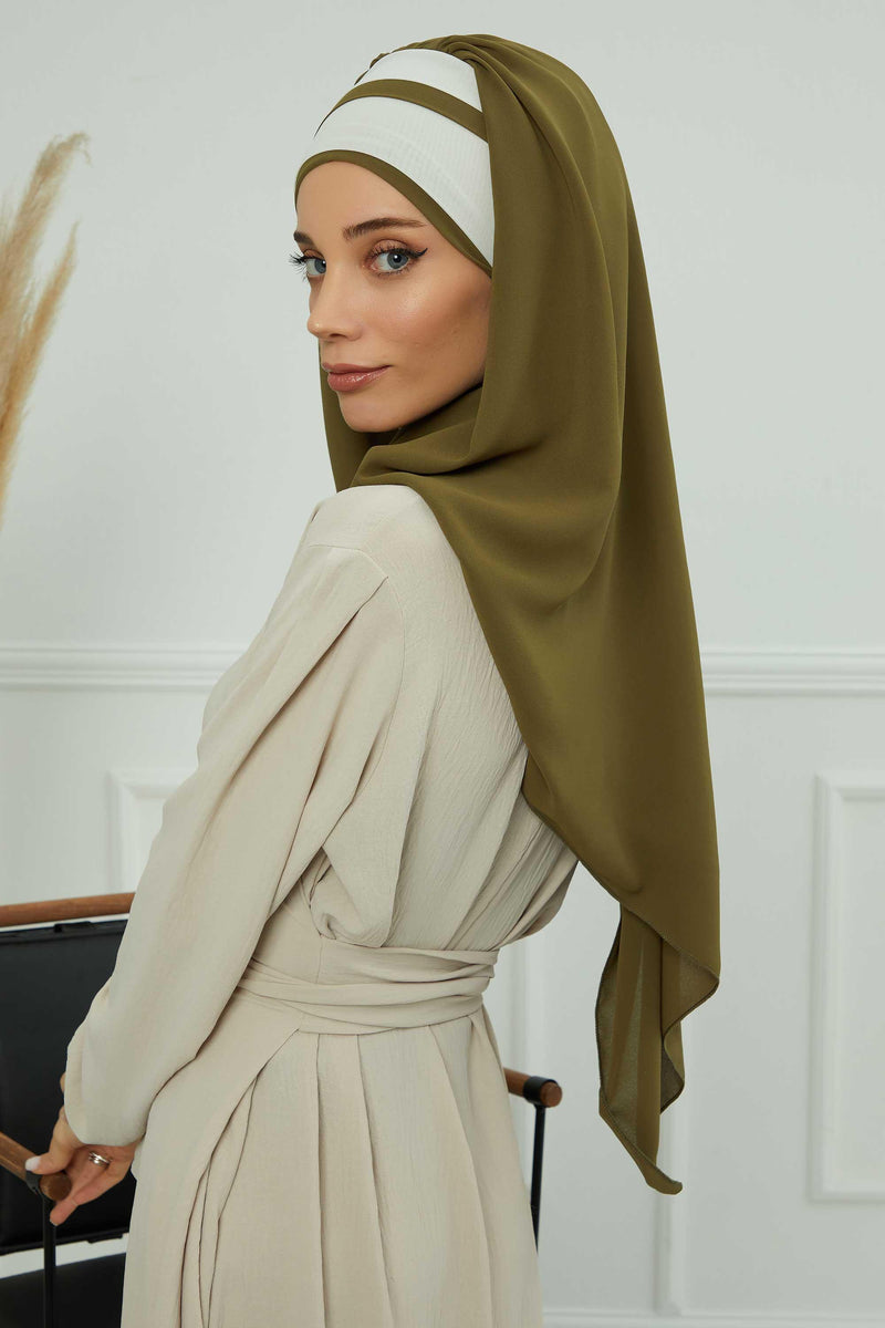 Two Colors Instant Shawl Scarf Chiffon Turban Head Wrap for Women,CPS-83