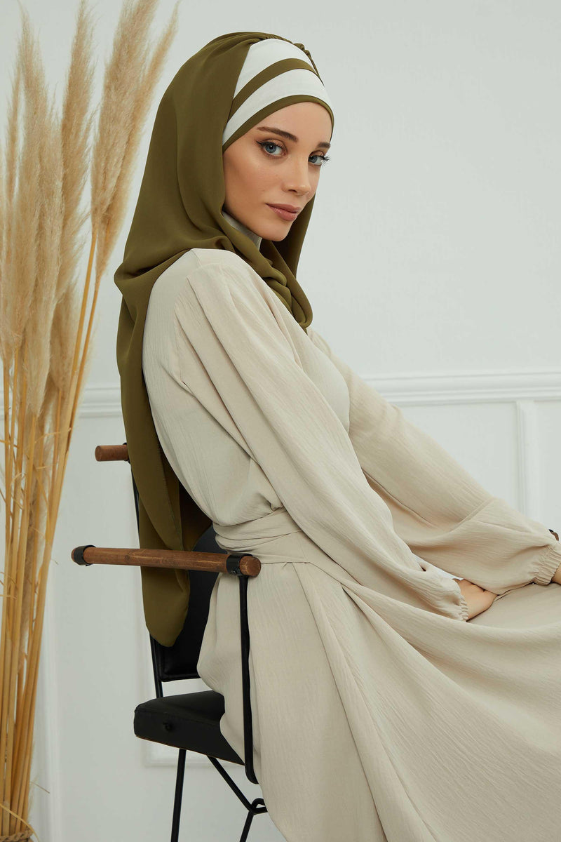 Two Colors Instant Shawl Scarf Chiffon Turban Head Wrap for Women,CPS-83