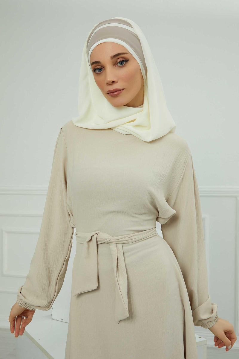 Two Colors Instant Shawl Scarf Chiffon Turban Head Wrap for Women,CPS-83