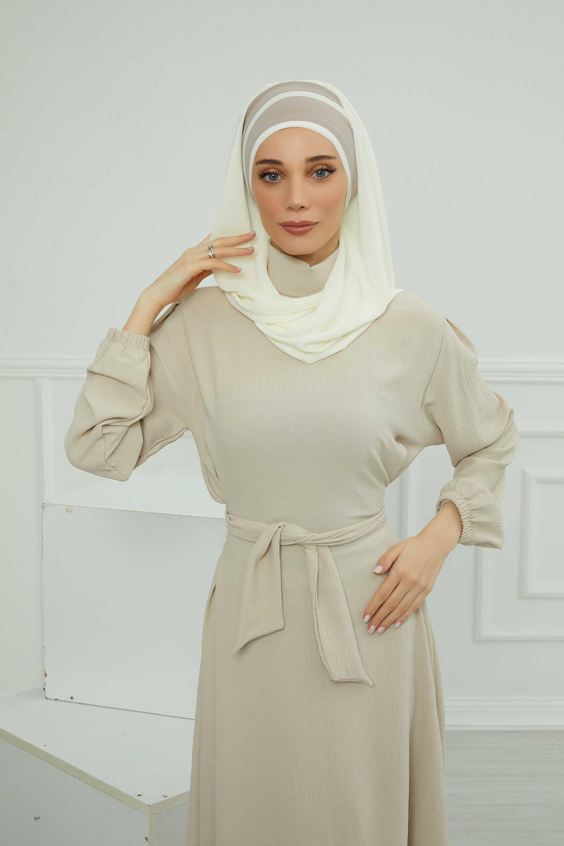 Two Colors Instant Shawl Scarf Chiffon Turban Head Wrap for Women,CPS-83