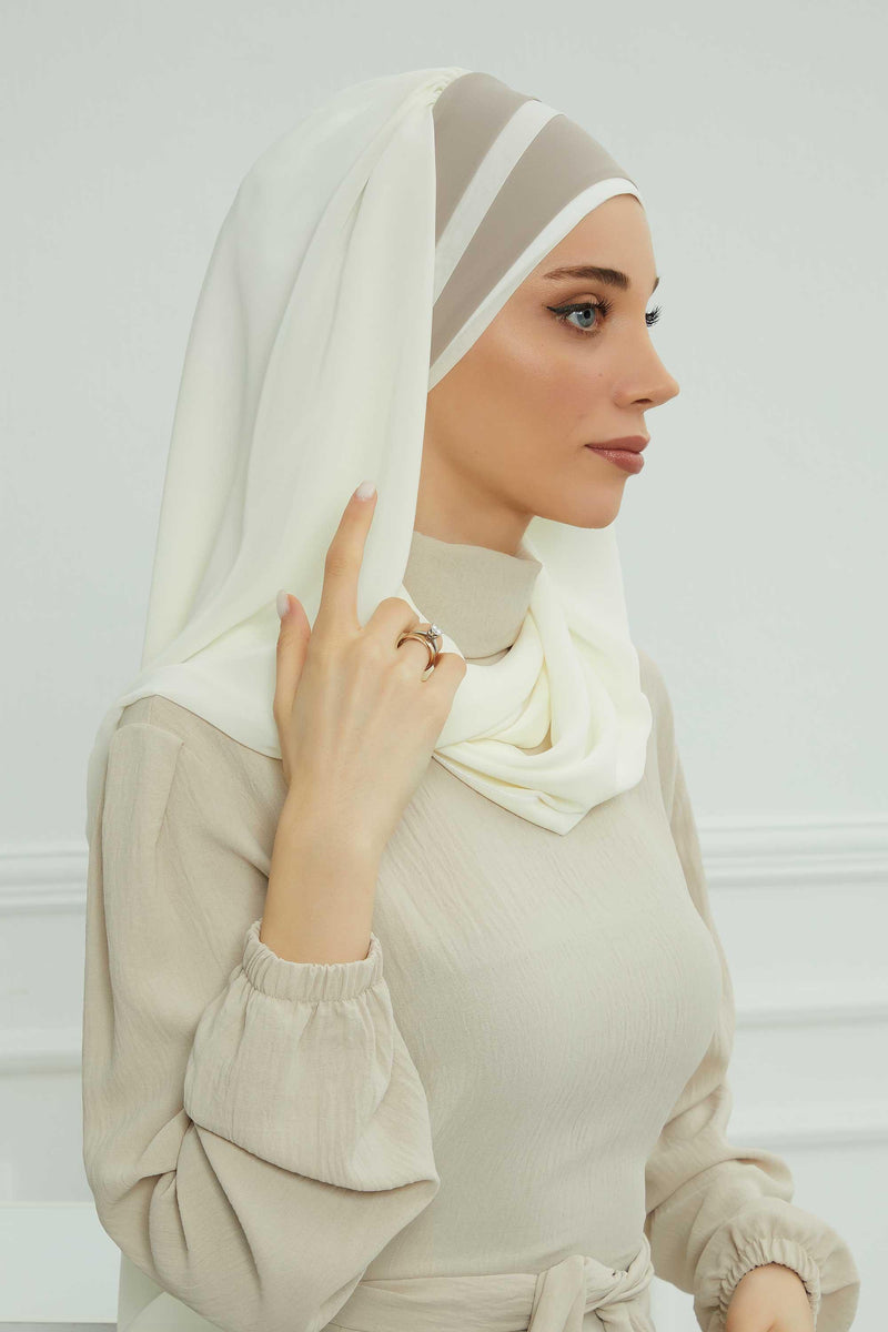 Two Colors Instant Shawl Scarf Chiffon Turban Head Wrap for Women,CPS-83