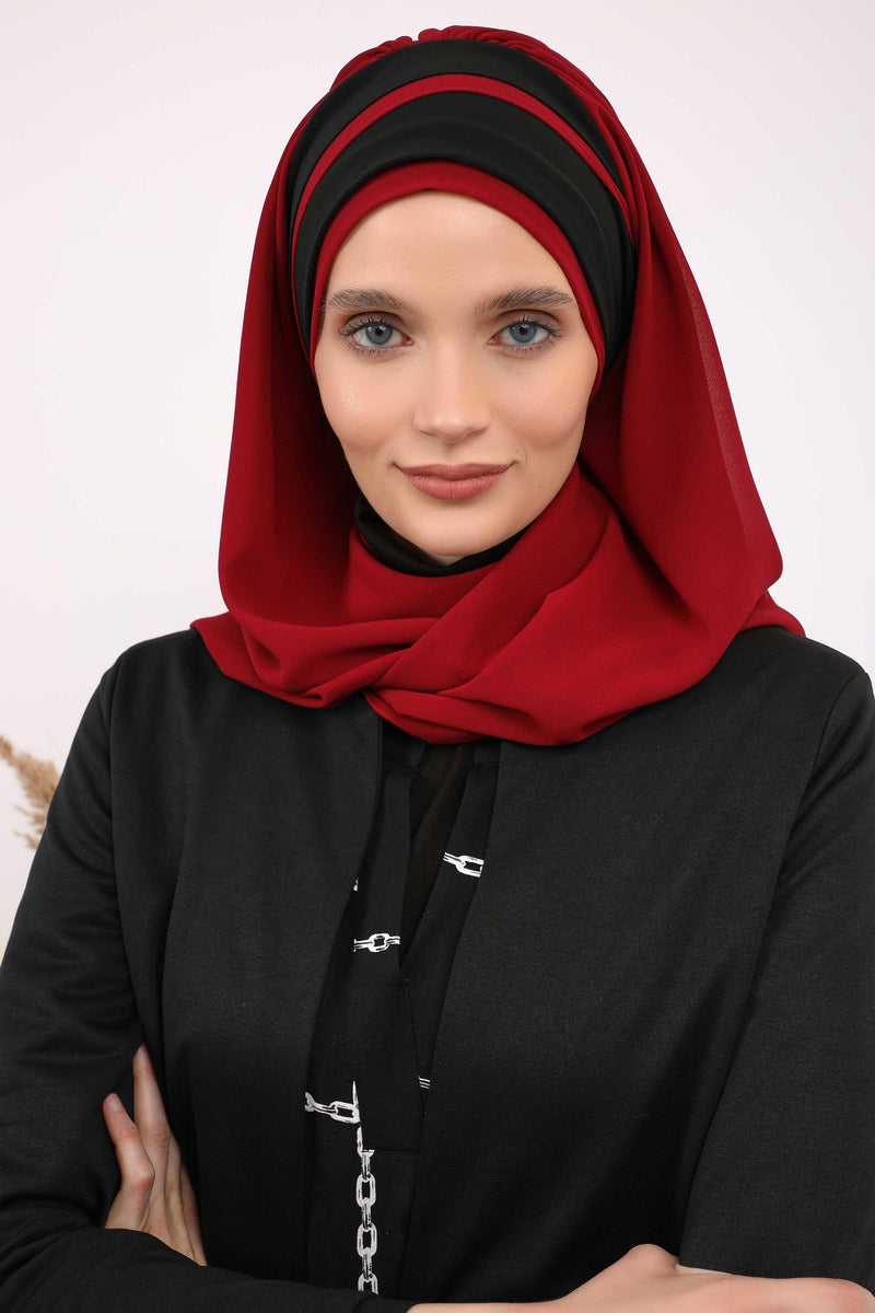 Two Colors Instant Shawl Scarf Chiffon Turban Head Wrap for Women,CPS-83