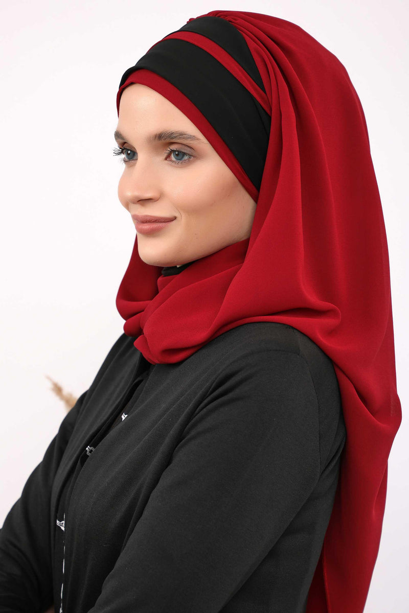 Two Colors Instant Shawl Scarf Chiffon Turban Head Wrap for Women,CPS-83