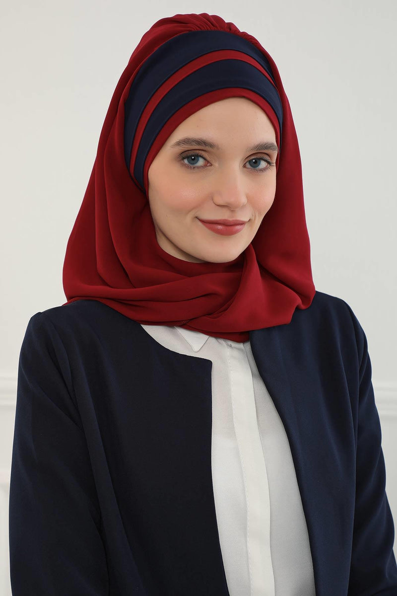 Two Colors Instant Shawl Scarf Chiffon Turban Head Wrap for Women,CPS-83