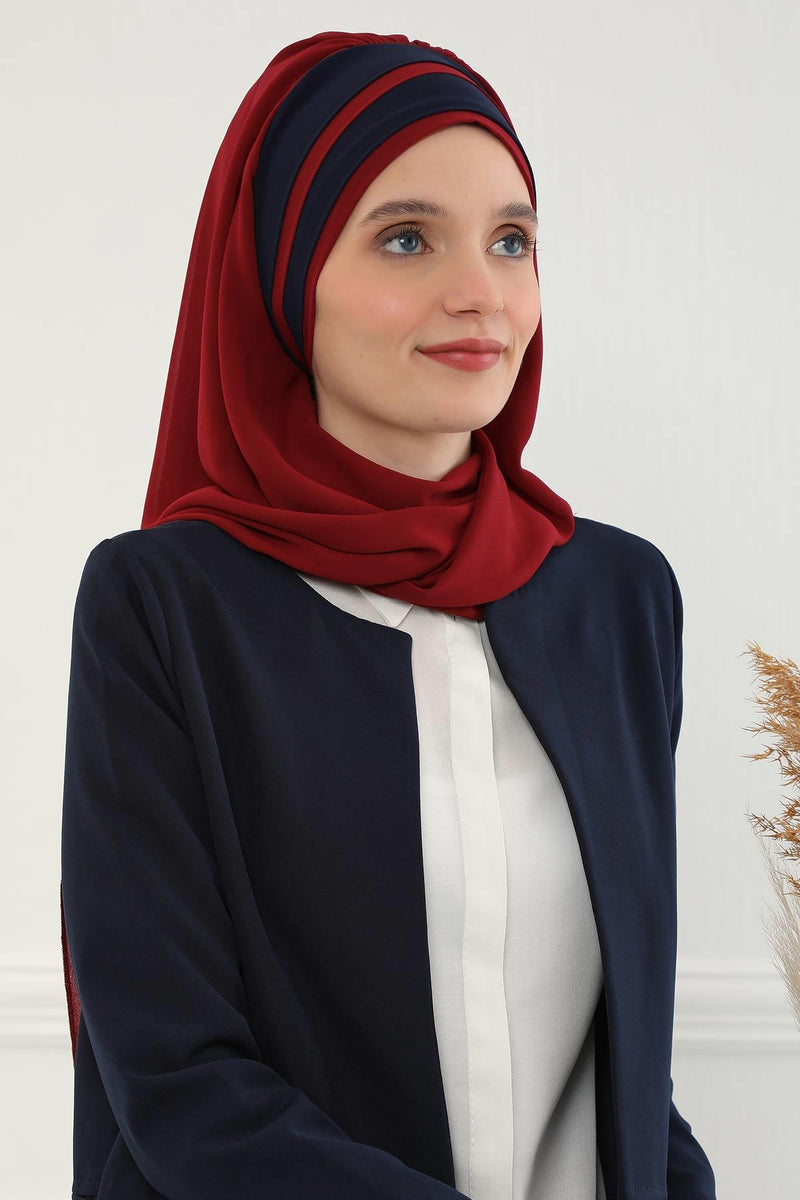 Two Colors Instant Shawl Scarf Chiffon Turban Head Wrap for Women,CPS-83