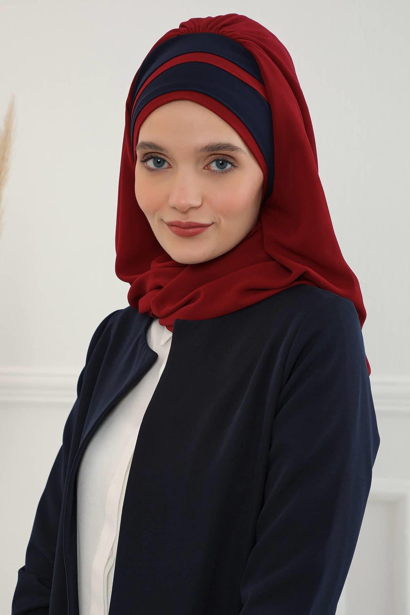 Two Colors Instant Shawl Scarf Chiffon Turban Head Wrap for Women,CPS-83
