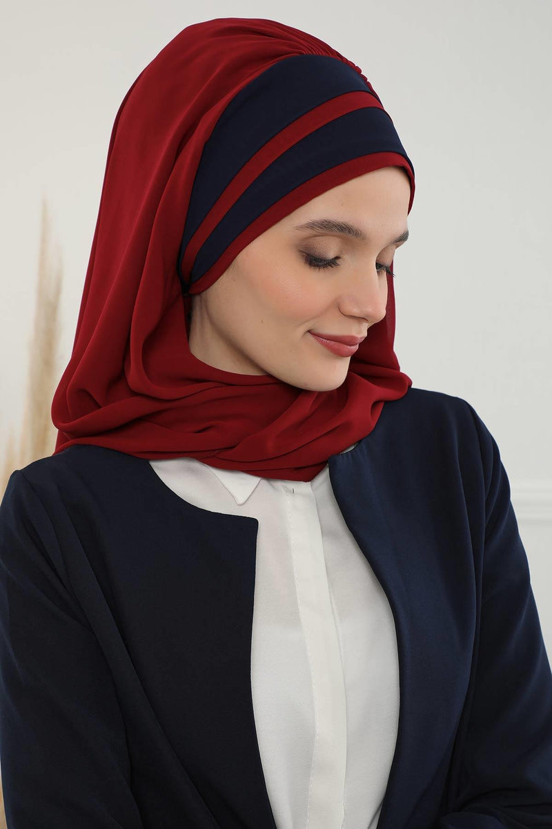 Two Colors Instant Shawl Scarf Chiffon Turban Head Wrap for Women,CPS-83