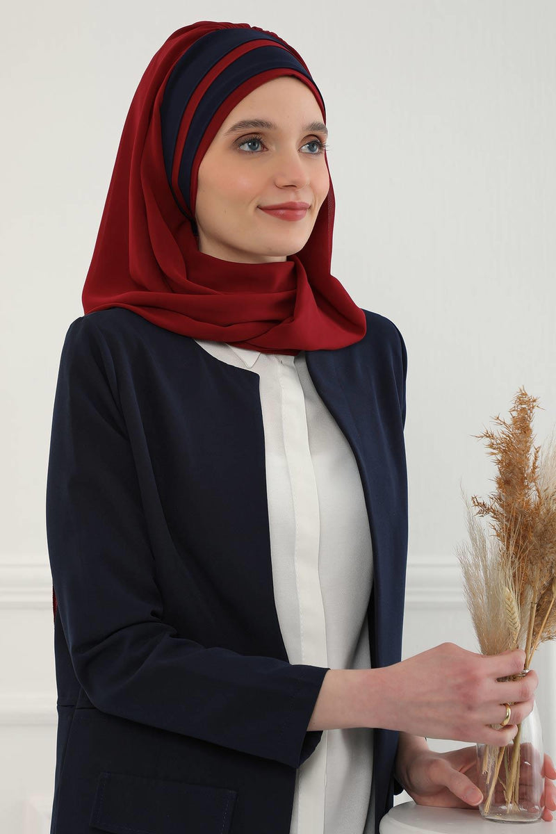 Two Colors Instant Shawl Scarf Chiffon Turban Head Wrap for Women,CPS-83