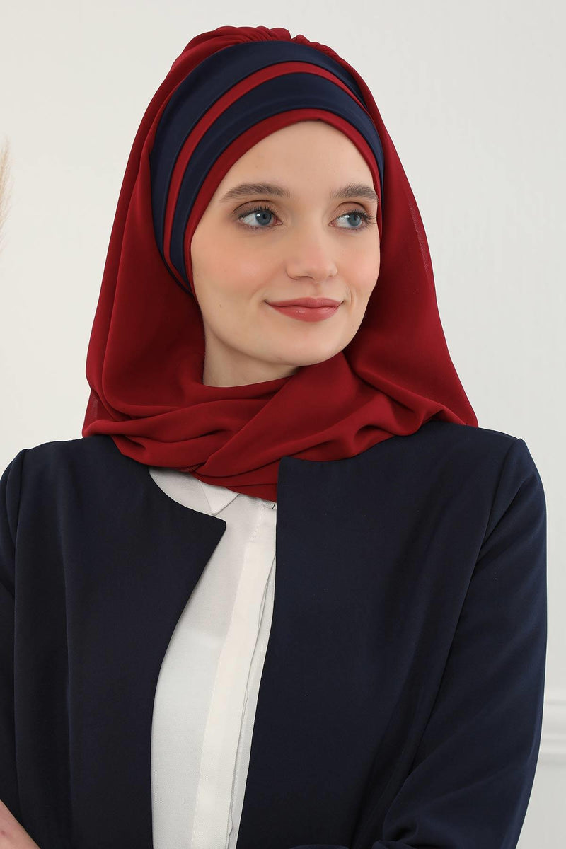 Two Colors Instant Shawl Scarf Chiffon Turban Head Wrap for Women,CPS-83